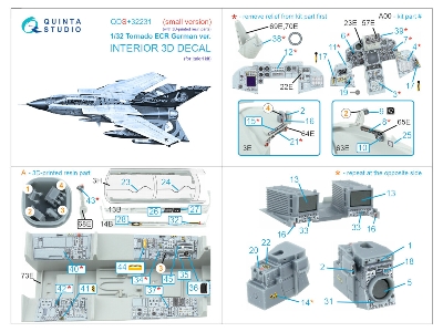 Panavia Tornado Ecr German Version - 3d-printed & Coloured Interior With 3d-printed Resin Parts (Small Version / For Italeri Kit
