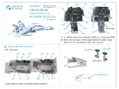 Mcdonnell-douglas F/A-18 D Hornet Late - 3d-printed & Coloured Interior With 3d-printed Resin Parts (Small Version / For Hasegaw