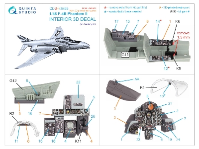 F-4 B Phantom Ii - 3d-printed & Coloured Interior With 3d-printed Resin Parts (For Academy Kits / Small Version) - image 2