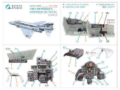 F-4 N Phantom Ii - 3d-printed & Coloured Interior With 3d-printed Resin Parts (For Academy Kits / Small Version) - image 2