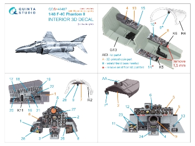 F-4 C Phantom Ii  - 3d-printed & Coloured Interior With 3d-printed Resin Parts (For Academy Kits / Small Version) - image 2