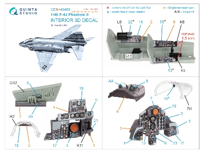 F-4 J Phantom Ii  - 3d-printed & Coloured Interior With 3d-printed Resin Parts (For Academy Kits / Small Version) - image 2