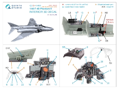 F-4 S Phantom Ii  - 3d-printed & Coloured Interior With 3d-printed Resin Parts (For Academy Kits / Small Version) - image 2
