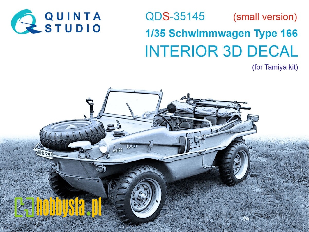 Schwimmwagen Type 166 - 3d-printed & Coloured Interior On Decal Paper (For Tamiya Kits / Small Version) - image 1 Schwimmwagen Type 166 - 3d-printed & Coloured Interior On Decal Paper (For Tamiya Kits / Small Version) - image 1
