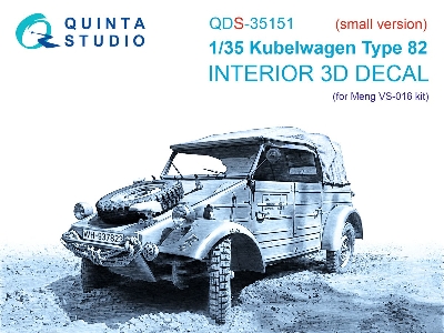 Kubelwagen Type 82 - 3d-printed & Coloured Interior On Decal Paper (For Meng Vs-016 Kit / Small Version) - image 1