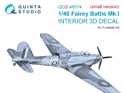 Fairey Battle Mk.I - 3d-printed & Coloured Interior On Decal Paper (For Trumpeter Kits / Small Version) - image 1