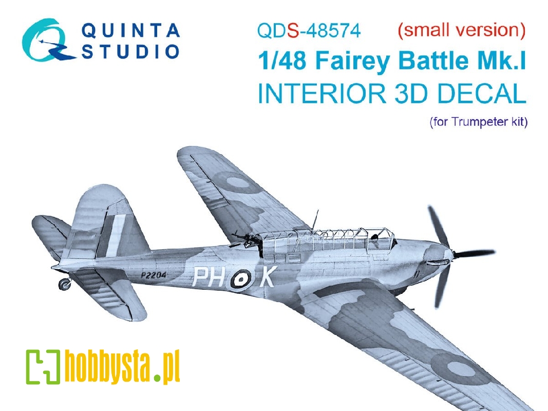 Fairey Battle Mk.I - 3d-printed & Coloured Interior On Decal Paper (For Trumpeter Kits / Small Version) - image 1