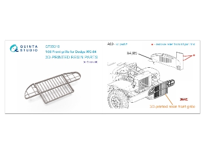 Dodge Wc-54 - 3-d Printed Front Grille (For Zvezda Kits) - image 2