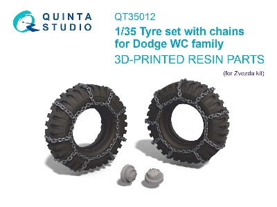Dodge Wc Family - 3-d Printed Tyre Set With Chains (For Zvezda Kits) - image 1