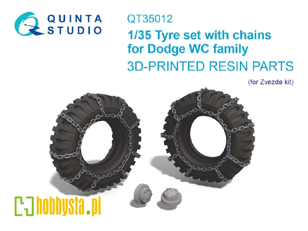 Dodge Wc Family - 3-d Printed Tyre Set With Chains (For Zvezda Kits) - image 1