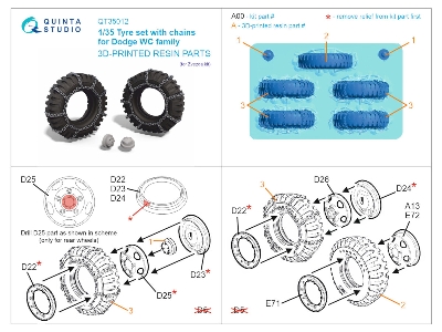 Dodge Wc Family - 3-d Printed Tyre Set With Chains (For Zvezda Kits) - image 9