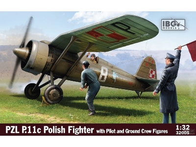 Pzl P.11c Polish Fighter With Pilot And Ground Crew Figures - image 1
