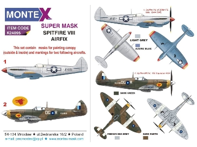 Supermarine Spitfire Mk.Viii - Super Painting Mask Set (For Airfix Kits) - image 1