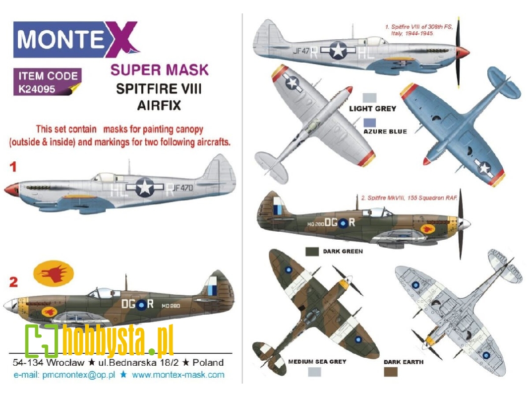 Supermarine Spitfire Mk.Viii - Super Painting Mask Set (For Airfix Kits) - image 1 Supermarine Spitfire Mk.Viii - Super Painting Mask Set (For Airfix Kits) - image 1