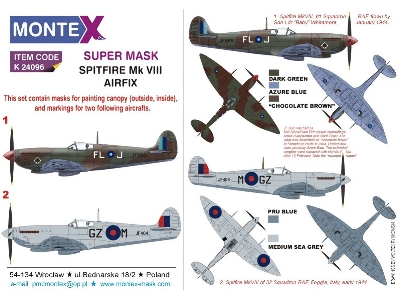 Supermarine Spitfire Mk.Viii - Super Painting Mask Set (For Airfix Kits) - image 1