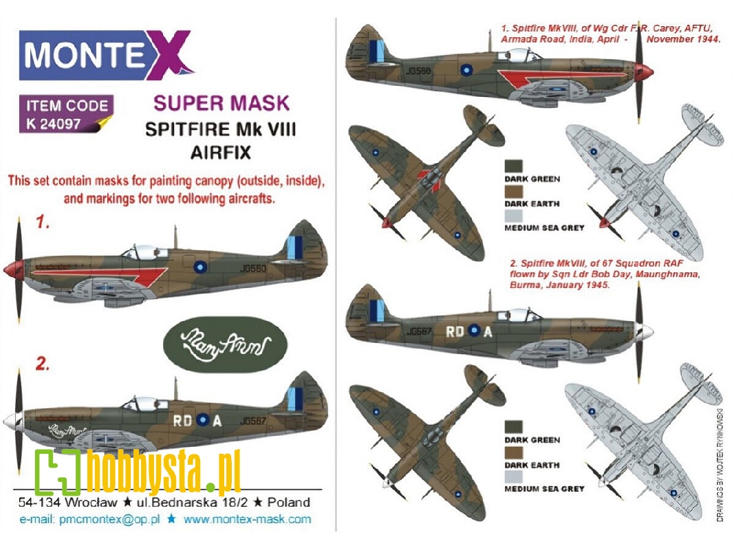 Supermarine Spitfire Mk.Viii - Super Painting Mask Set (For Airfix Kits) - image 1