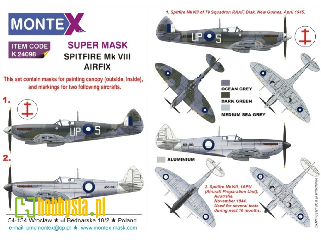 Supermarine Spitfire Mk.Viii - Super Painting Mask Set (For Airfix Kits) - image 1 Supermarine Spitfire Mk.Viii - Super Painting Mask Set (For Airfix Kits) - image 1