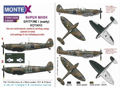 Supermarine Spitfire Mk.I (Early) - Super Painting Mask Set (For Kotare Kits) - image 1