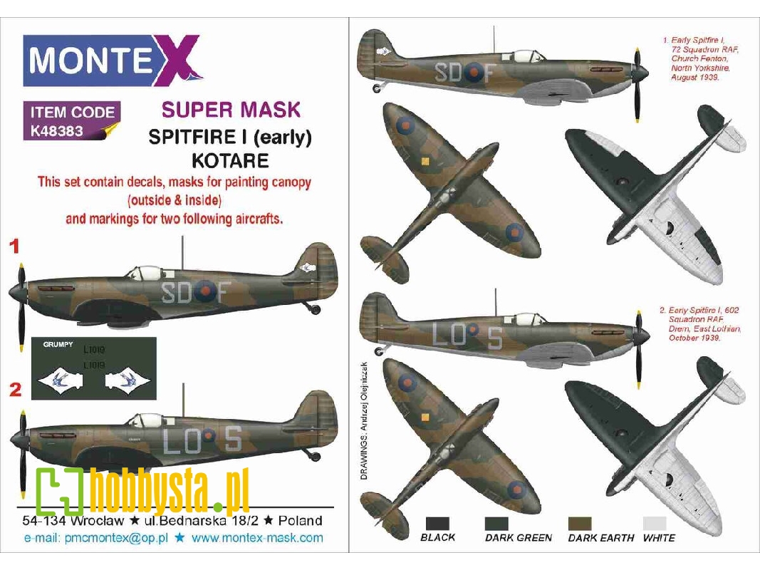 Supermarine Spitfire Mk.I (Early) - Super Painting Mask Set (For Kotare Kits) - image 1 Supermarine Spitfire Mk.I (Early) - Super Painting Mask Set (For Kotare Kits) - image 1