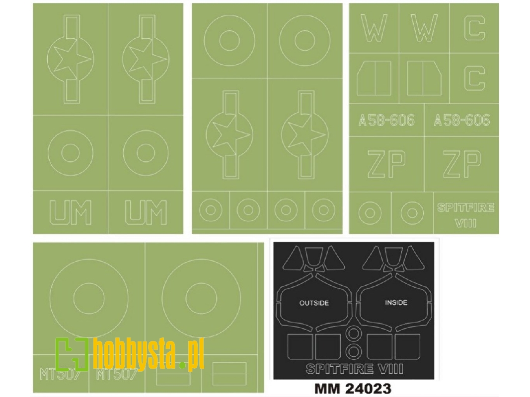 Supermarine Spitfire Mk.Viii - Maxi Paint Mask Set (For Airfix A17002 Kit) - image 1 Supermarine Spitfire Mk.Viii - Maxi Paint Mask Set (For Airfix A17002 Kit) - image 1