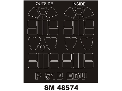 North American P-51 B Mustang - Mini Paint Mask Set (For Eduard Kits) - image 1