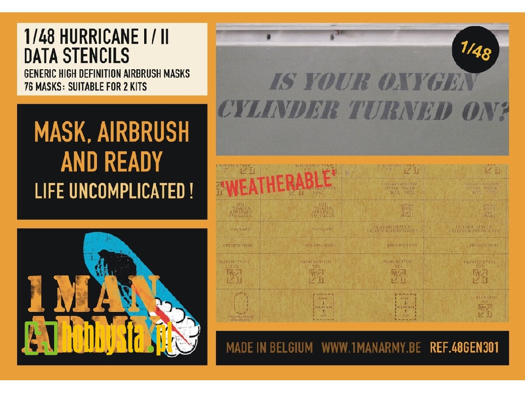 Hawker Hurricane Mk.I / Mk.Iib / Mk.Iic - Data Stencils Generic Set (For Airfix, Arma Hobby, Hasegawa And Hobby Boss Kits) - ima