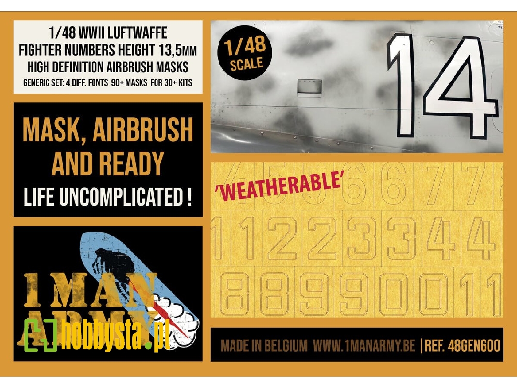Focke-wulf Fw-190 A-series - High Definition airbrush Masks Fighter Numbers (13,5 Mm) General set - image 1 Focke-wulf Fw-190 A-series - High Definition airbrush Masks Fighter Numbers (13,5 Mm) General set - image 1