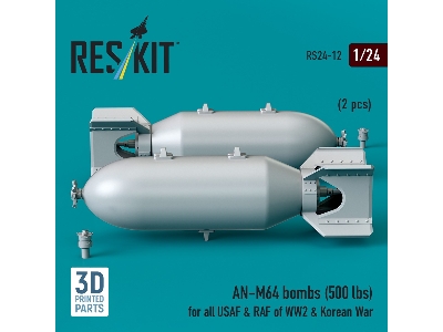 An-m64 Bombs (500 Lbs) For All Usaf & Raf Of Ww2 & Korean War (2pcs) (3d Printed) - image 1
