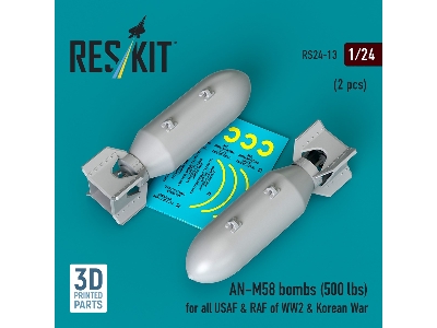 An-m58 Bombs (500 Lbs) For All Usaf & Raf Of Ww2 & Korean War (2pcs) (3d Printed) - image 2