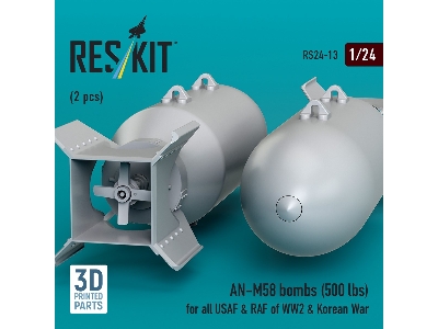 An-m58 Bombs (500 Lbs) For All Usaf & Raf Of Ww2 & Korean War (2pcs) (3d Printed) - image 3