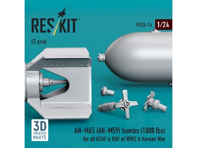 An-m65 (An-m59) Bombs (1000 Lbs) For All Usaf & Raf Of Ww2 & Korean War (2pcs) (3d Printed) - image 1