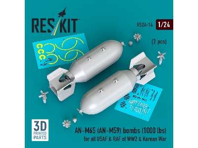 An-m65 (An-m59) Bombs (1000 Lbs) For All Usaf & Raf Of Ww2 & Korean War (2pcs) (3d Printed) - image 2