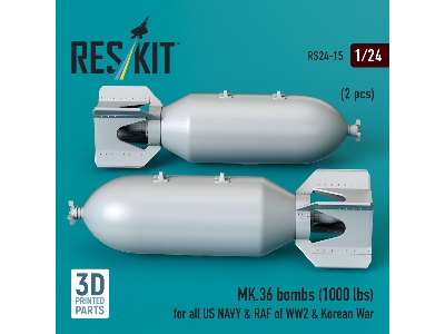 Mk.36 Bombs (1000 Lbs) For All Us Navy & Raf Of Ww2 & Korean War (2 Pcs) (3d Printed) - image 2