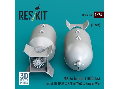 Mk.36 Bombs (1000 Lbs) For All Us Navy & Raf Of Ww2 & Korean War (2 Pcs) (3d Printed) - image 3