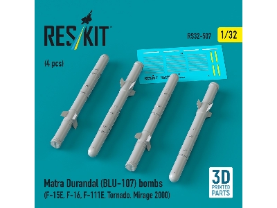 Matra Durandal (Blu-107) Bombs (4pcs) (F-15e, F-16, F-111e, Tornado, Mirage 2000) (3d Printed) - image 1