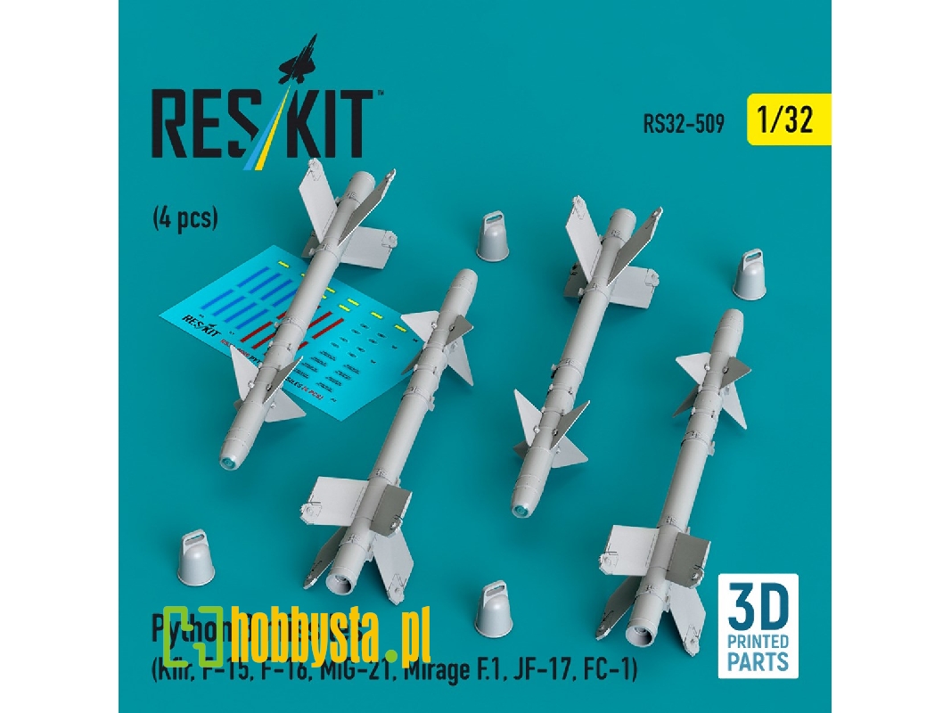 Python 3 Missiles (4pcs) (Kfir, F-15, F-16, Mig-21, Mirage F.1, Jf-17, Fc-1) (3d Printed) - image 1 Python 3 Missiles (4pcs) (Kfir, F-15, F-16, Mig-21, Mirage F.1, Jf-17, Fc-1) (3d Printed) - image 1