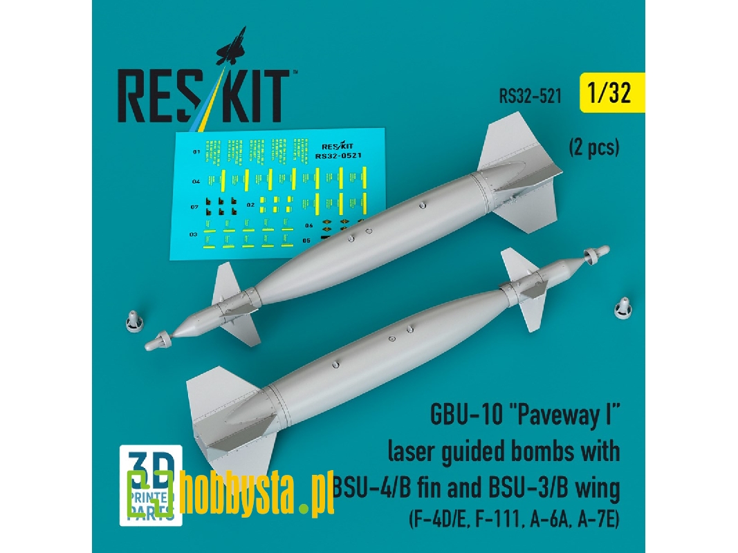 Gbu-10 'paveway I' Laser Guided Bombs With Bsu-4/B Fin And Bsu-3/B Wing (2pcs) (F-4d/E, F-111, A-6a, A-7e) (3d Printed) - image Gbu-10 'paveway I' Laser Guided Bombs With Bsu-4/B Fin And Bsu-3/B Wing (2pcs) (F-4d/E, F-111, A-6a, A-7e) (3d Printed) - image
