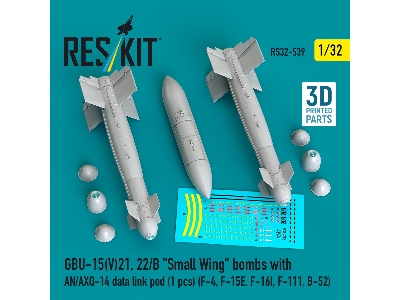 Gbu-15(V)21, 22/B 'small Wing' Bombs (2pcs) With An/Axq-14 Data Link Pod (1pc) (F-4, F-15e, F-16i, F-111, B-52) (3d Printed) - i