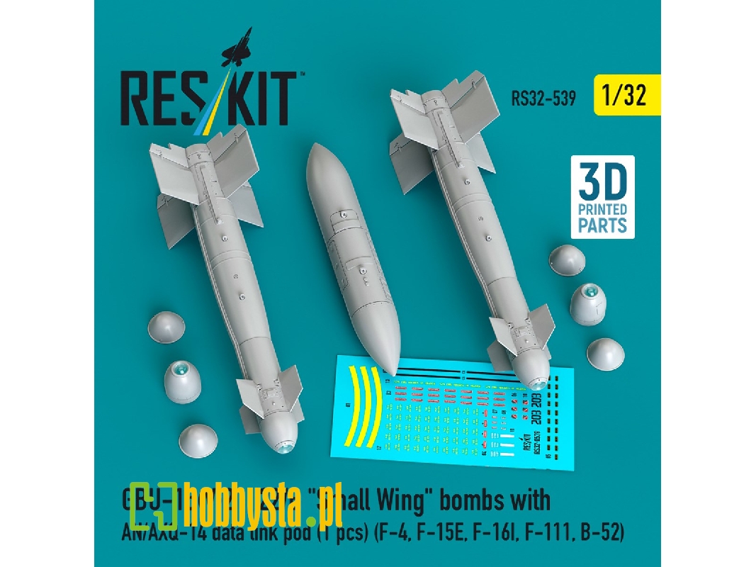 Gbu-15(V)21, 22/B 'small Wing' Bombs (2pcs) With An/Axq-14 Data Link Pod (1pc) (F-4, F-15e, F-16i, F-111, B-52) (3d Printed) - i Gbu-15(V)21, 22/B 'small Wing' Bombs (2pcs) With An/Axq-14 Data Link Pod (1pc) (F-4, F-15e, F-16i, F-111, B-52) (3d Printed) - i