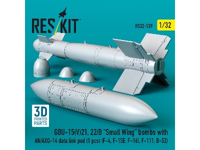 Gbu-15(V)21, 22/B 'small Wing' Bombs (2pcs) With An/Axq-14 Data Link Pod (1pc) (F-4, F-15e, F-16i, F-111, B-52) (3d Printed) - i
