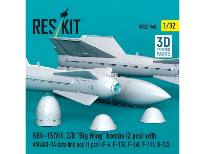 Gbu-15(V)1, 2/B 'big Wing' Bombs (2pcs) With An/Axq-14 Data Link Pod (1pc) (F-4, F-15e, F-16i, F-111, B-52) (3d Printed) - image