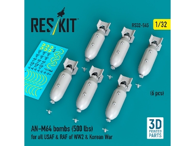 An-m64 Bombs (500 Lbs) For All Usaf & Raf Of Ww2 & Korean War (6pcs) (3d Printed) - image 1