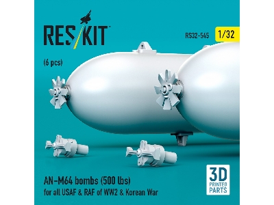 An-m64 Bombs (500 Lbs) For All Usaf & Raf Of Ww2 & Korean War (6pcs) (3d Printed) - image 2
