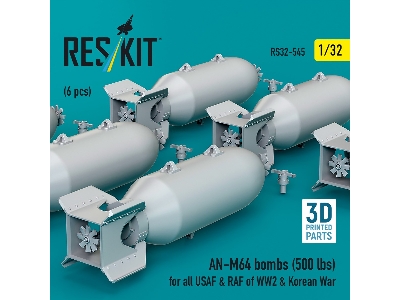 An-m64 Bombs (500 Lbs) For All Usaf & Raf Of Ww2 & Korean War (6pcs) (3d Printed) - image 3