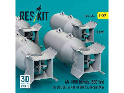 An-m58 Bombs (500 Lbs) For All Usaf & Raf Of Ww2 & Korean War (6pcs) (3d Printed) - image 3