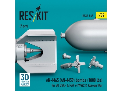 An-m65 (An-m59) Bombs (1000 Lbs) For All Usaf & Raf Of Ww2 & Korean War (2pcs) (3d Printed) - image 1