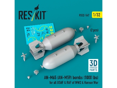 An-m65 (An-m59) Bombs (1000 Lbs) For All Usaf & Raf Of Ww2 & Korean War (2pcs) (3d Printed) - image 2