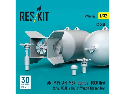 An-m65 (An-m59) Bombs (1000 Lbs) For All Usaf & Raf Of Ww2 & Korean War (2pcs) (3d Printed) - image 3