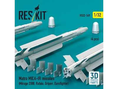 Matra Mica-ir Missiles (4pcs) (Mirage 2000, Rafale, Gripen, Eurofighter) (3d Printed) - image 1