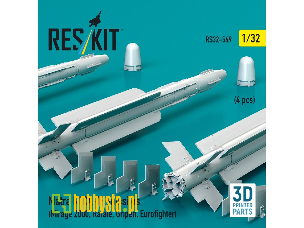 Matra Mica-ir Missiles (4pcs) (Mirage 2000, Rafale, Gripen, Eurofighter) (3d Printed) - image 1